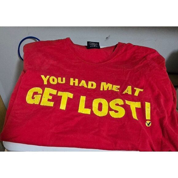 Vintage American Eagle T-Shirt With "You Had Me At Get Lost!" Single stitch - Picture 8 of 11